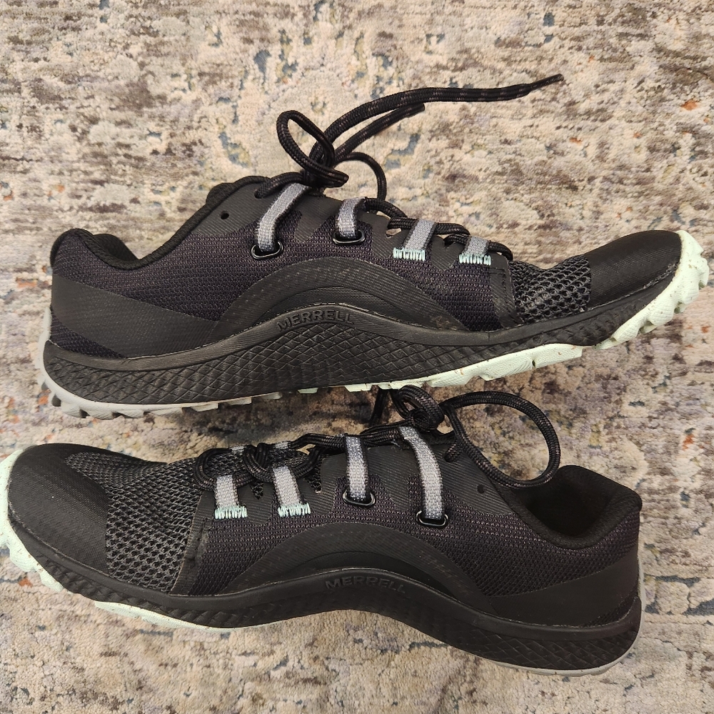 Merrell Women's Black Athletic Trail Shoes with Light Mint Accents